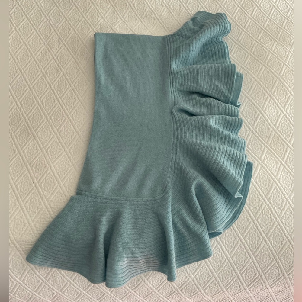 Talbots Light Blue Ribbed Ruffle Wrap Scarf - Picture 2 of 2